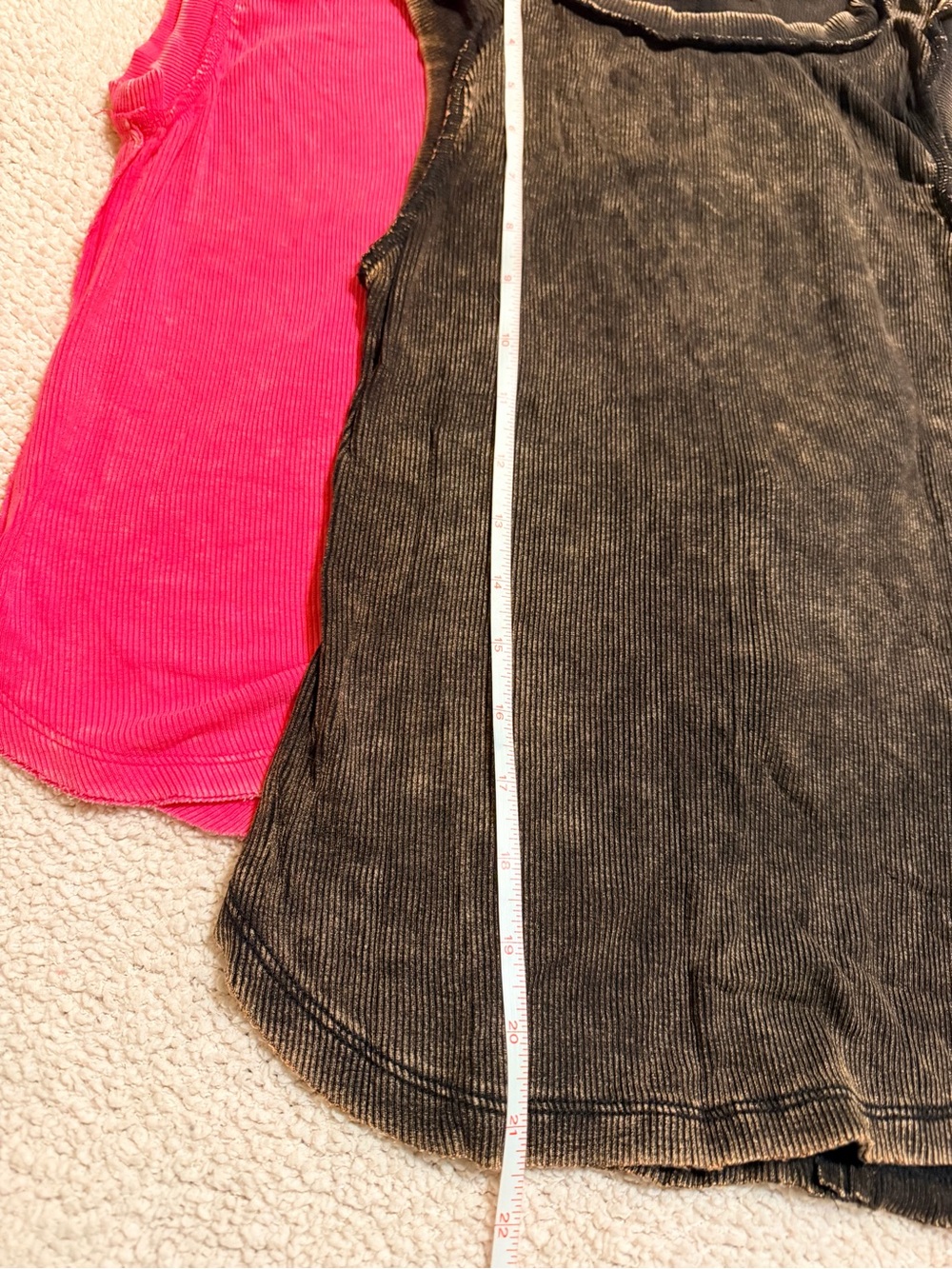 Zenana Outfitters Ribbed Sleeveless Tank Top - Hot Pink and Acid Wash Black - Picture 4 of 5